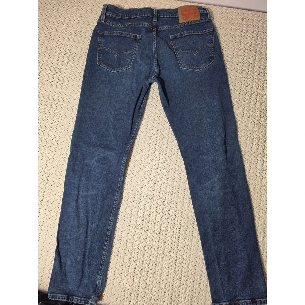 Levis 502 Taper Jeans Mens 34x31.5 Dark Blue Excellent Regular Taper Fit Denim - Picture 2 of 6